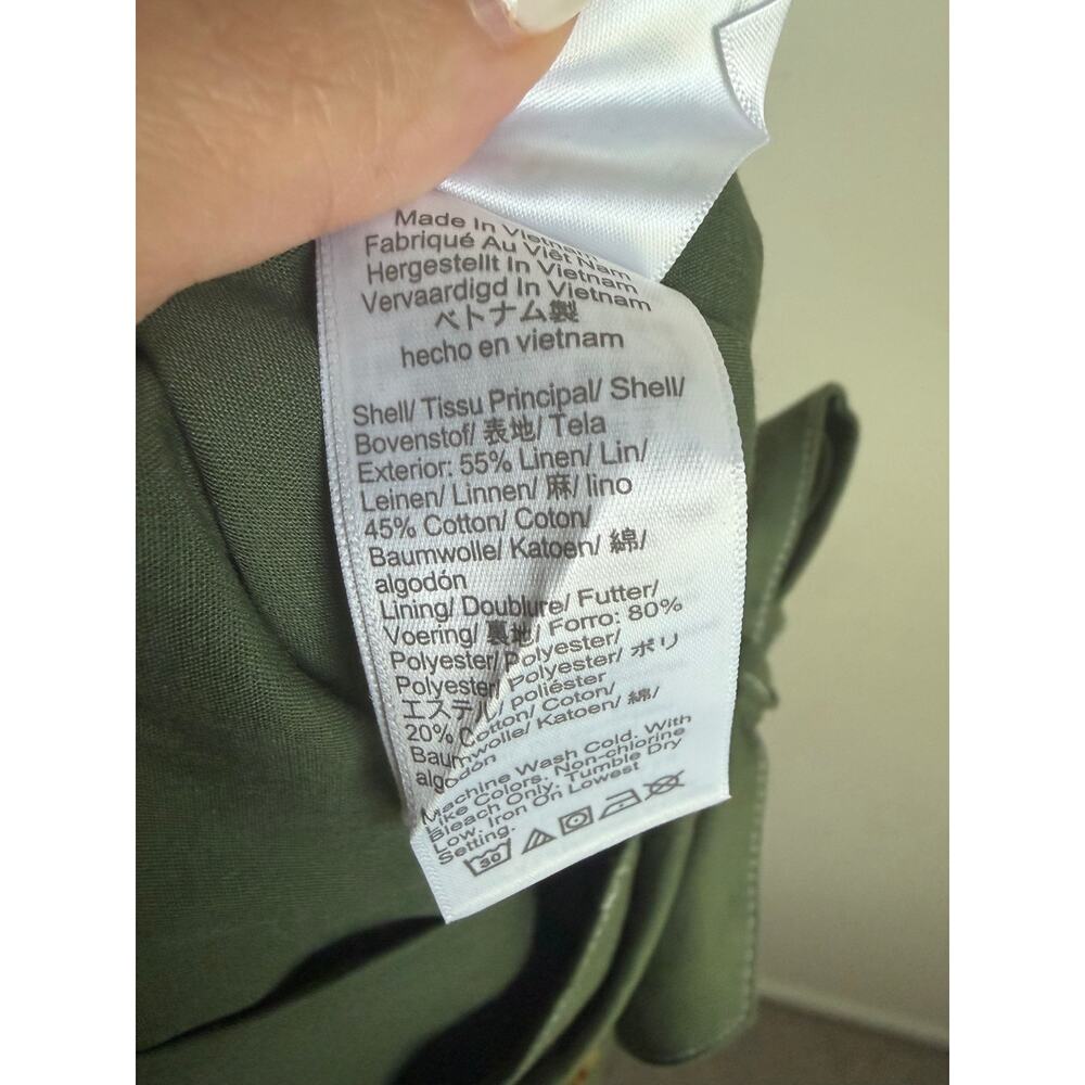J. Crew Linen-Blend Button-Through Belted A-Line Midi Skirt Utility Green 14 NWT - Picture 8 of 9